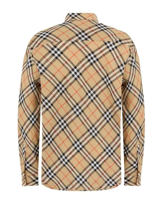 Burberry Gray Classic Check Linen Shirt for men