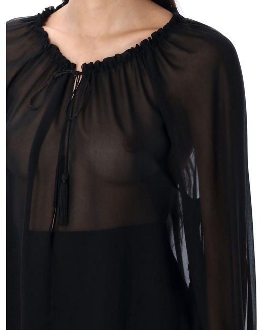 Tom Ford Black Silk Blouse With Drawstring
