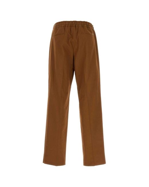 Valentino Brown Solid Drawstring Pants for men