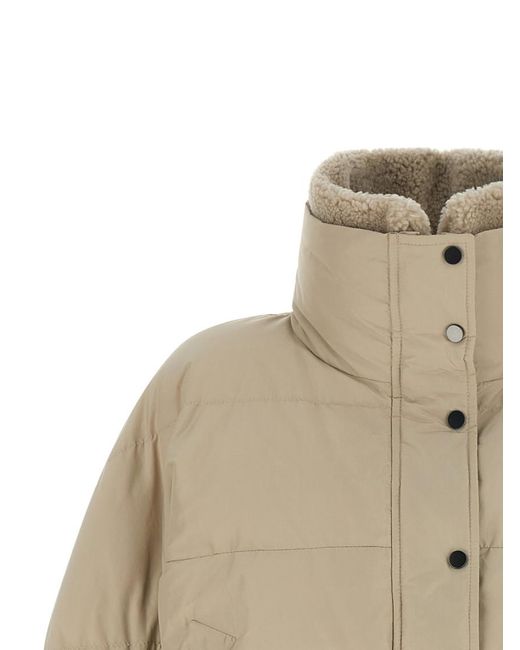 Brunello Cucinelli Natural Solid Mock Collar Jacket