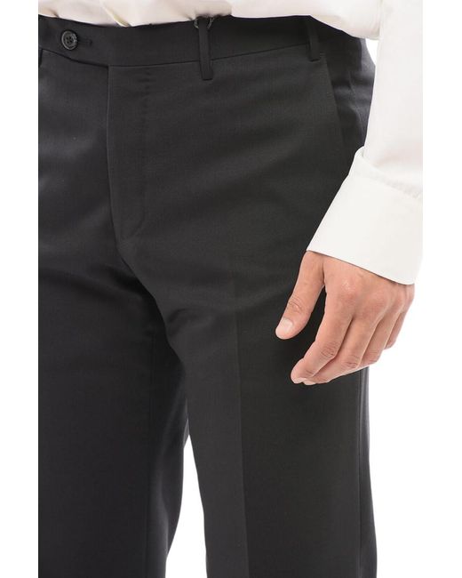 Corneliani Black Flat Front Pants for men
