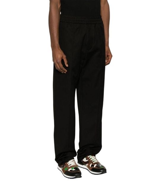 Valentino Black Straight Elasticated Pants for men