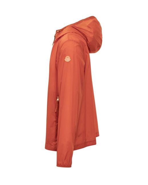 Moncler Orange Solid Hood Jacket for men