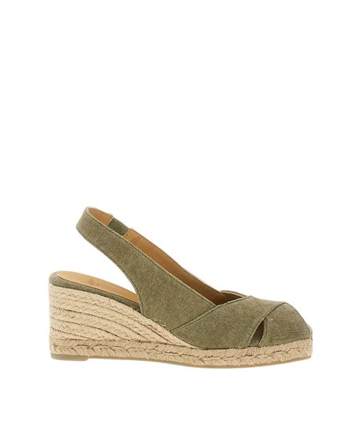 Castaner Metallic Slingback Wedges