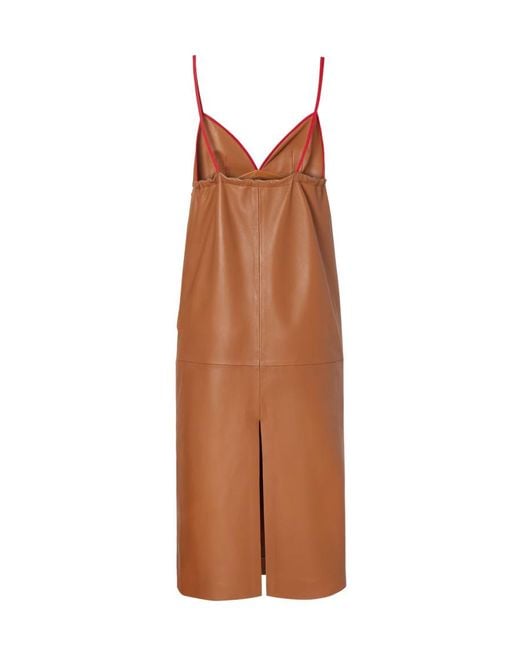 Fendi Brown Elegant Leather Mini Dress With Cut-Outs And Ajour Motif