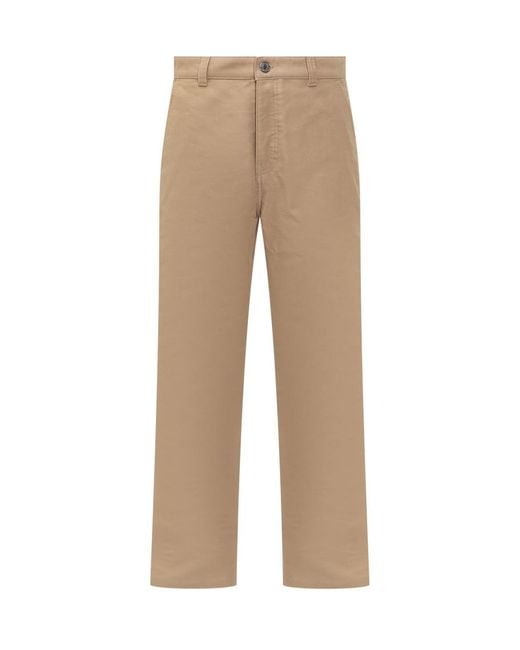 AMI Natural Straight Flat Front Pants for men