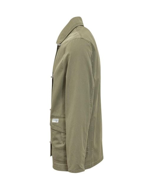 Fay Green Solid Shirt Collar Jacket for men