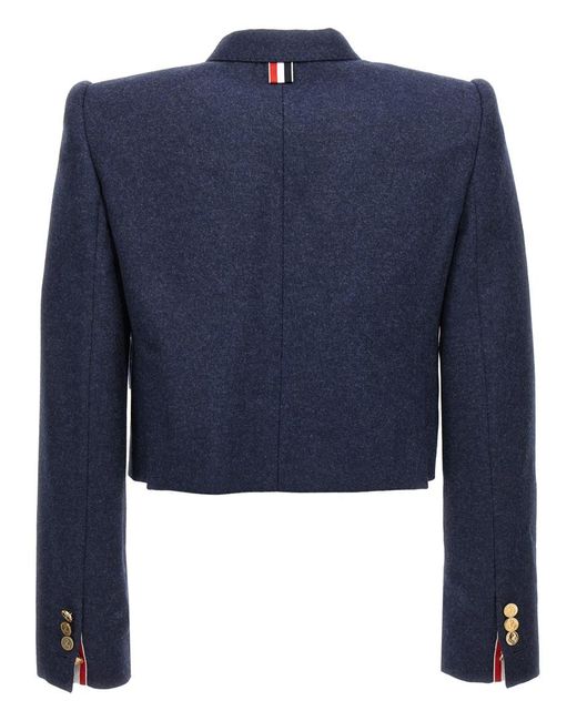 Thom Browne Blue Cropped Flannel Jacket