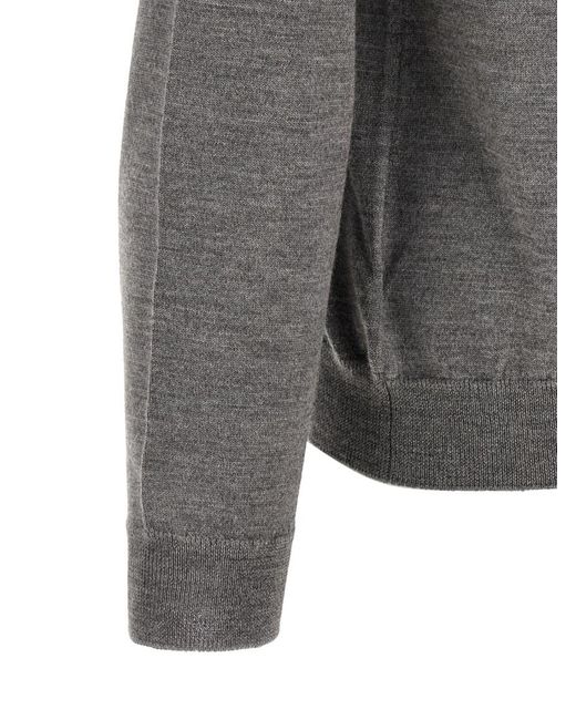 Zanone Gray Solid Crew Neck Sweater for men