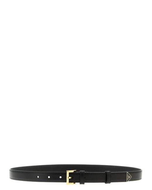 Prada Black Solid Buckle Belt