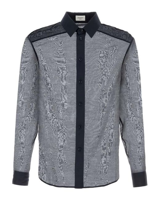 Saint Laurent Gray Button-Up Long Sleeved Shirt for men