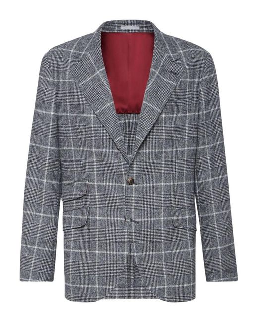 Brunello Cucinelli Blue Wool Deconstructed Jacket for men