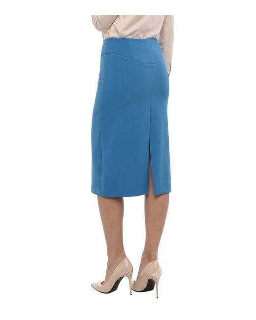 DSquared² Blue Solid Midi Skirt