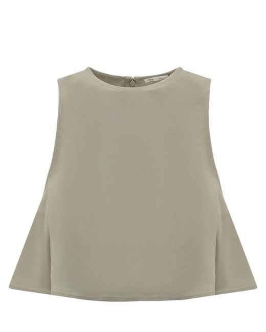 AMI Natural Solid Crew Neck Top