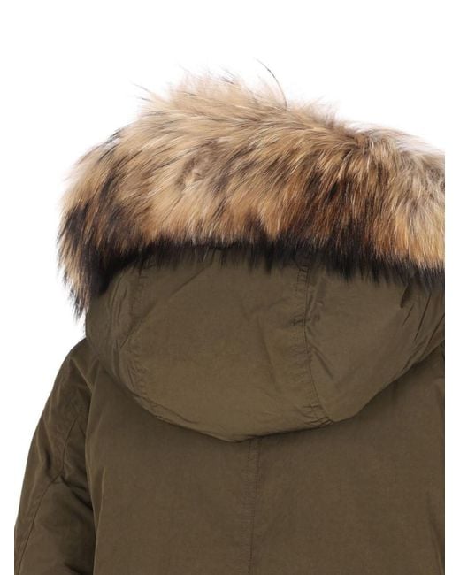 Woolrich Green Long Hooded Jacket