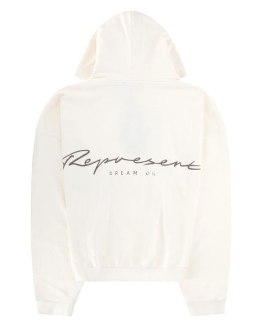 Represent White Graphic Hoodie for men