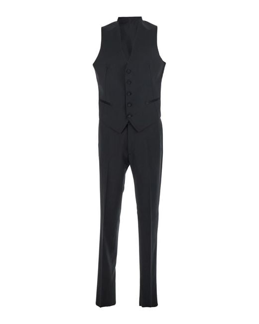 Tagliatore Black Single-Breasted Suit With Jacket And Vest for men