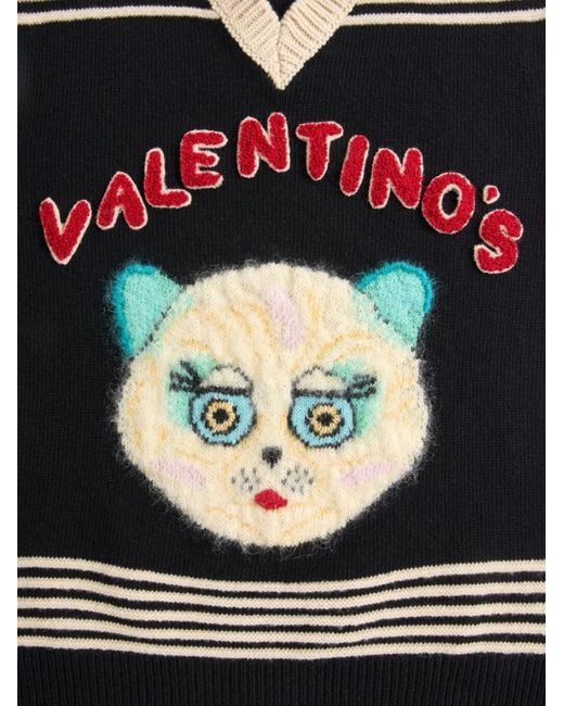 Valentino Garavani Black Le Chat De La Maison Wool Vest