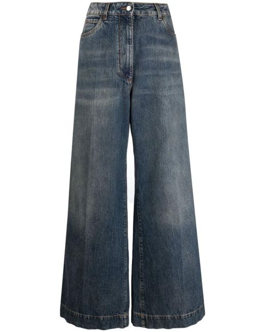 Etro Blue Cotton Wide Leg Jeans