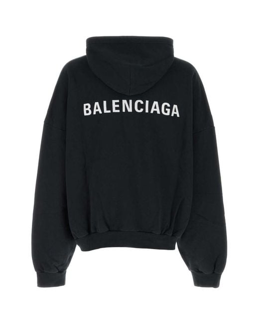 Balenciaga Black Solid Cotton Sweatshirt for men