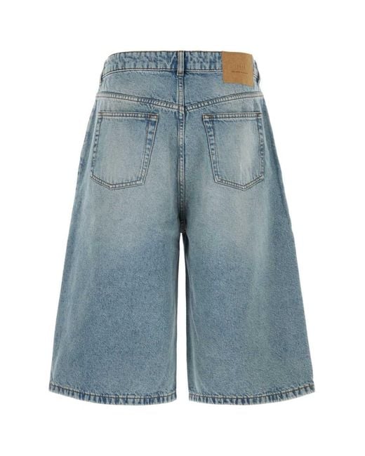 AMI Blue Solid Shorts for men