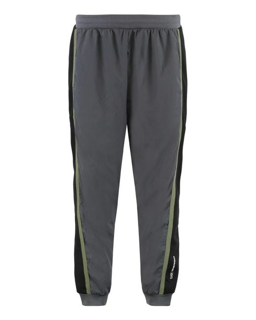 EA7 Gray Track Pants Techno Fabric Polyester for men