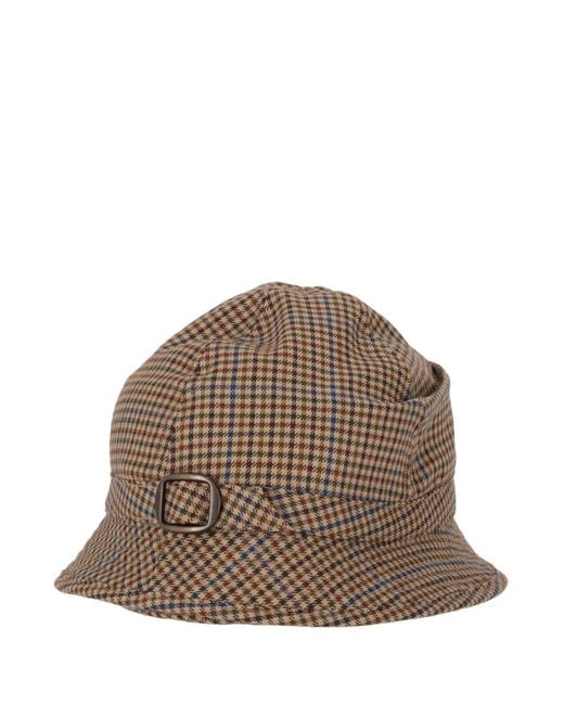 Maison Margiela Brown Plaid Pattern Bucket Hat for men