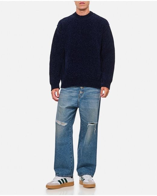 Junya Watanabe Blue Ribbed Sweatshirt for men