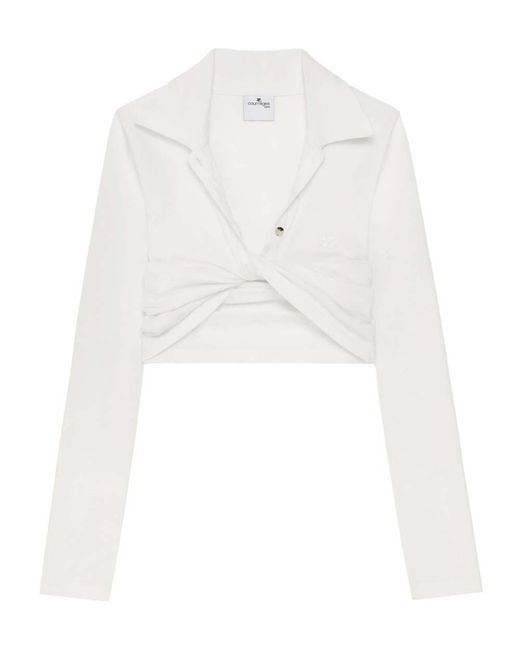 Courreges White Solid Peaked Lapel Top
