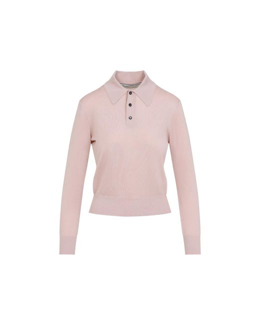 Bottega Veneta Pink Long Sleeve Polo Top