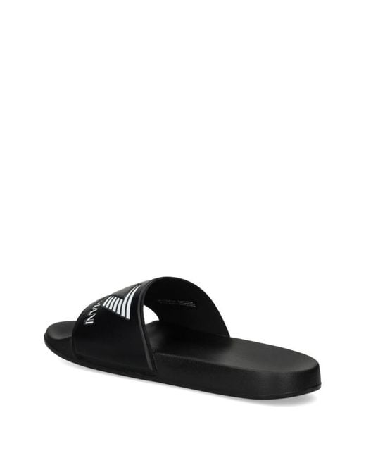 EA7 Black Logo Pool Slides for men