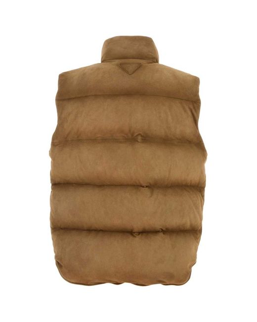 Prada Brown Solid Sleeveless Jacket for men