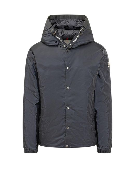 Moncler Blue Solid Hood Jacket for men