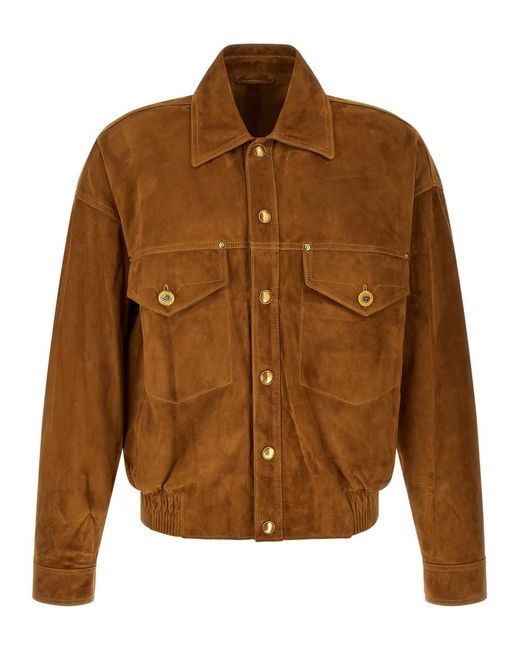 Versace Brown Relaxed Solid Jacket for men