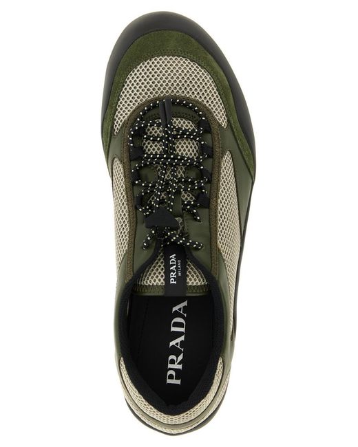 Prada Green Textured Sneakers for men