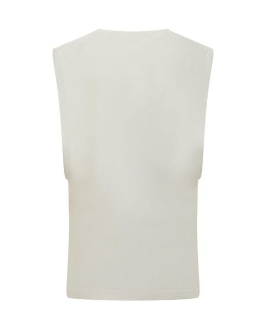 Sportmax White Solid Round Neck Top