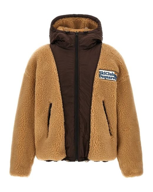 DSquared² Brown Hood Reversible Jacket for men