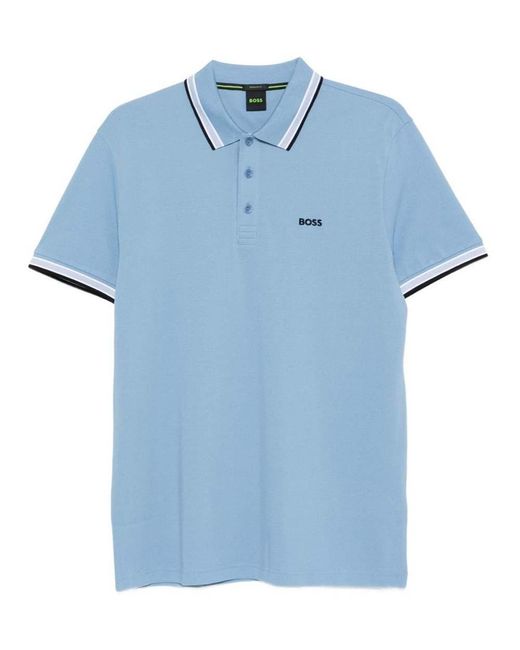 Boss Blue Solid Shirt Collar Polo for men