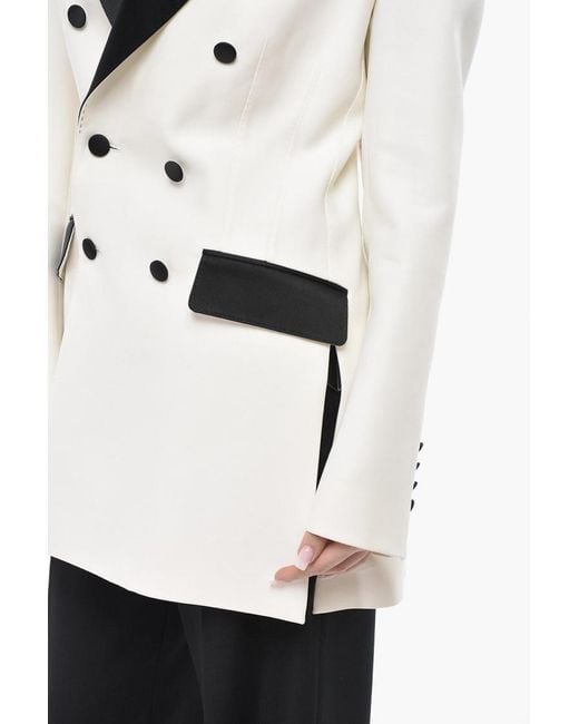 Dolce & Gabbana White Solid Peaked Lapel Jacket