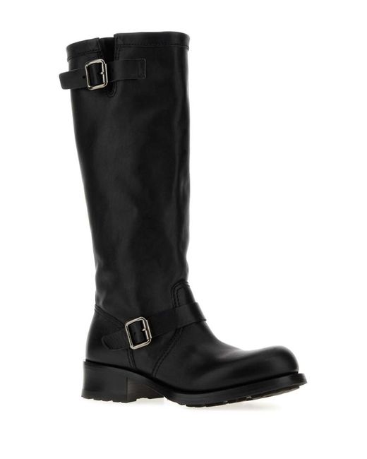 Prada Black High Leather Boots