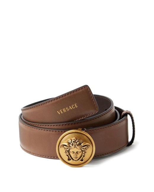 Versace Brown Solid Buckle Belt for men