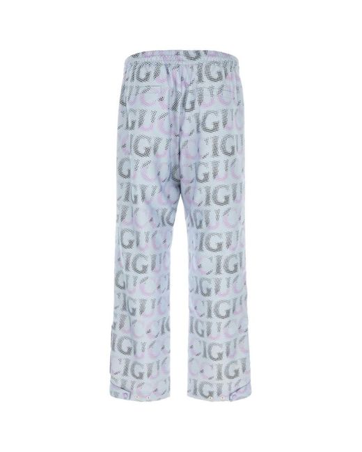 Gucci Blue Printed Polyester Pant for men