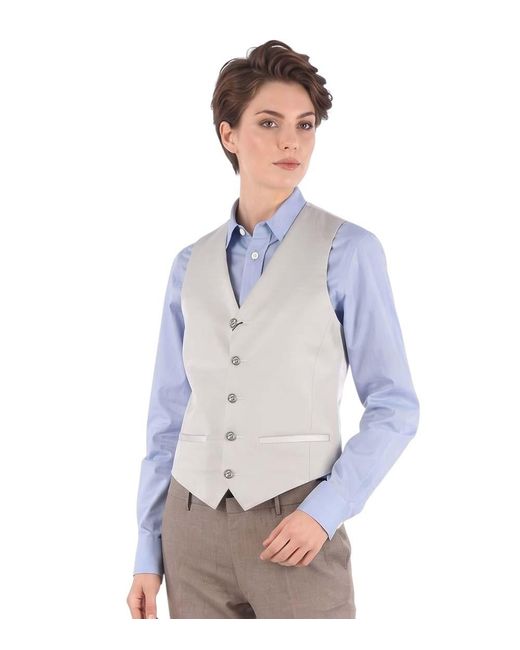 Corneliani Blue Solid V Neck Blazer