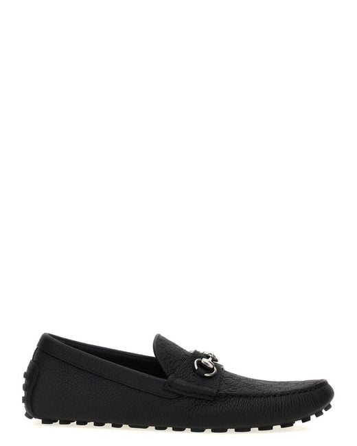 Gucci Black Leather Driver Loafers for men