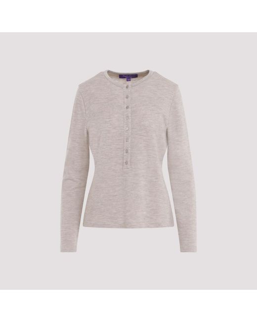 Ralph Lauren Pink Knit Henley Wool Top