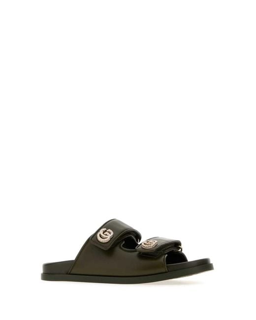 Gucci Green Leather Sandals