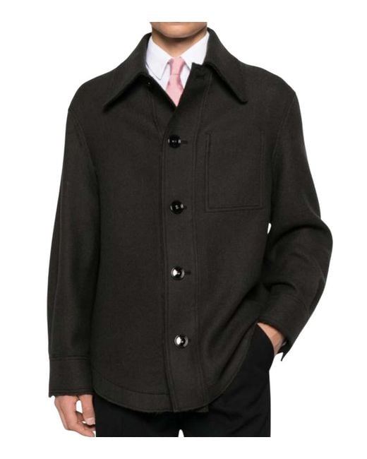 AMI Black Solid Shirt Collar Blazer