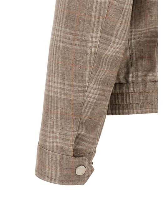 Brunello Cucinelli Brown Plaid Regular Jacket for men