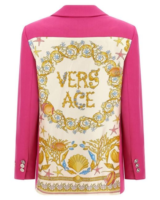 Versace Pink Solid Notched Lapel Blazer