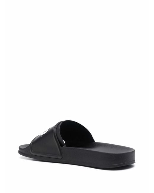Palm Angels Black Logo Pool Slides for men